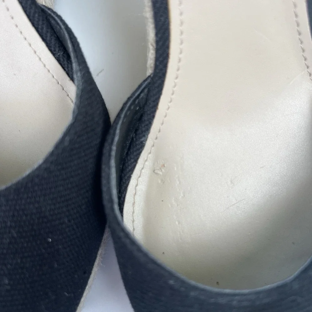 Marc Fisher Canvas Espadrille Platform Wedges Teelan Black Ankle Strap Size 7